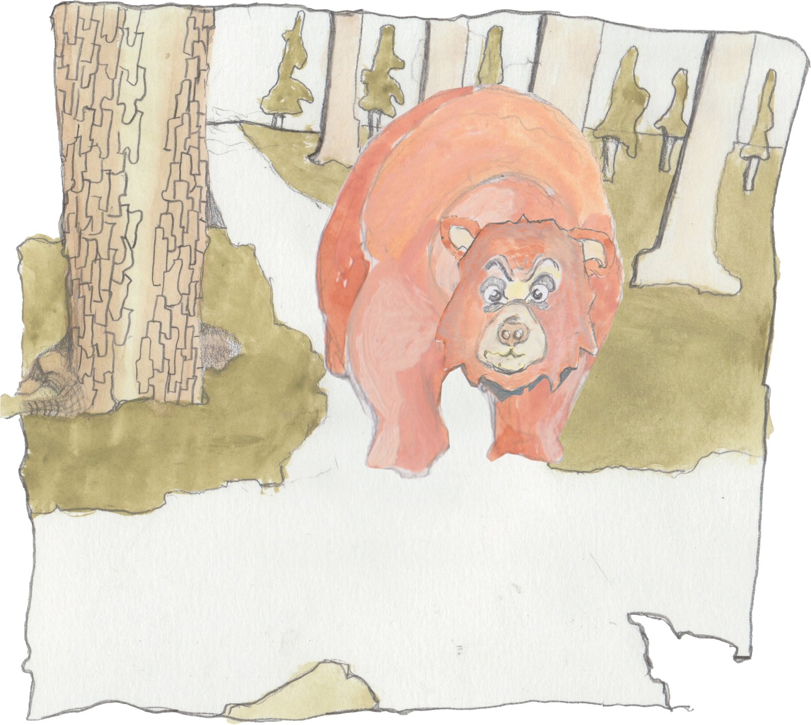 Bosco walking among the trees.