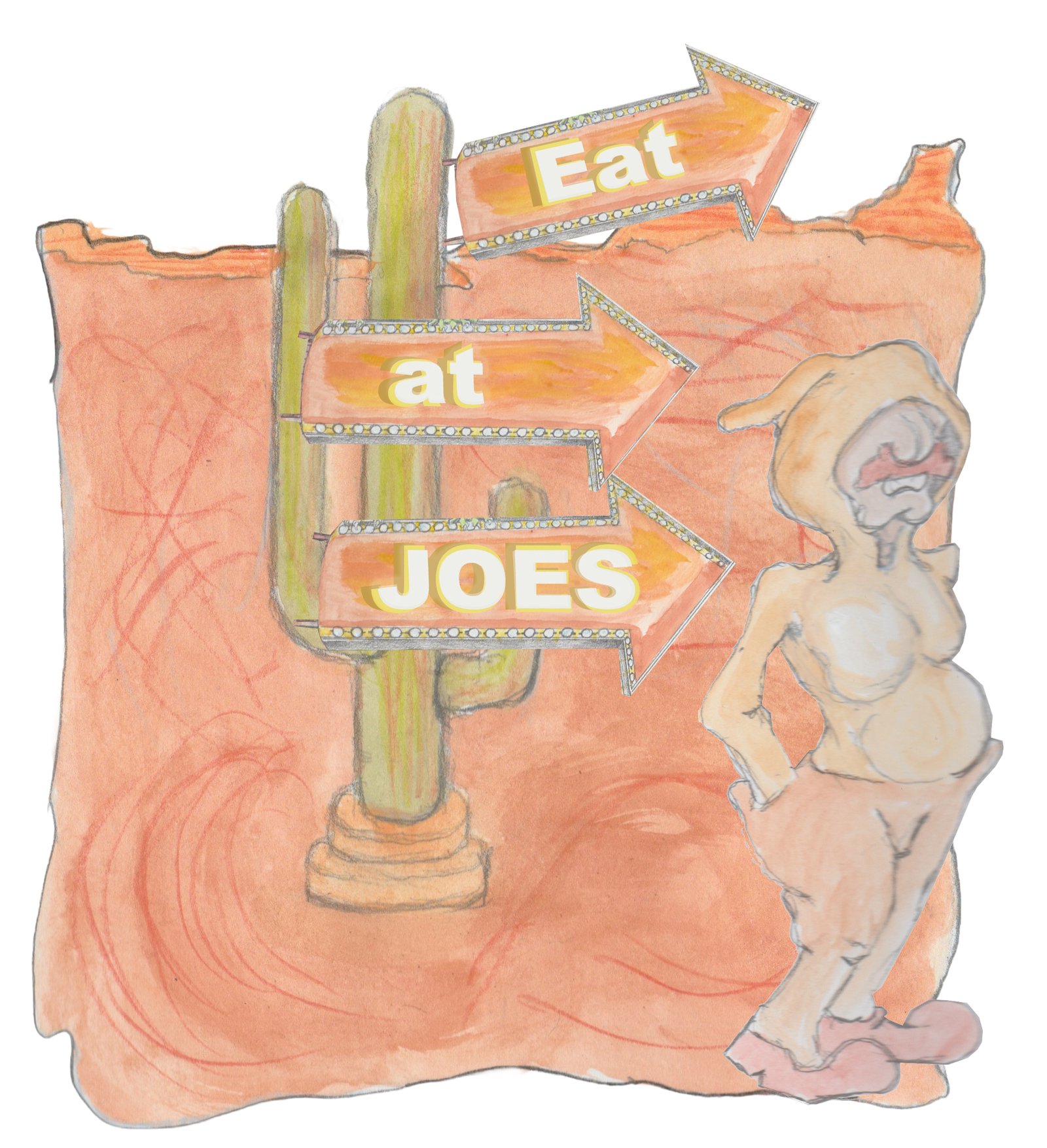 Karl standing next to Eat at Joe's sign.