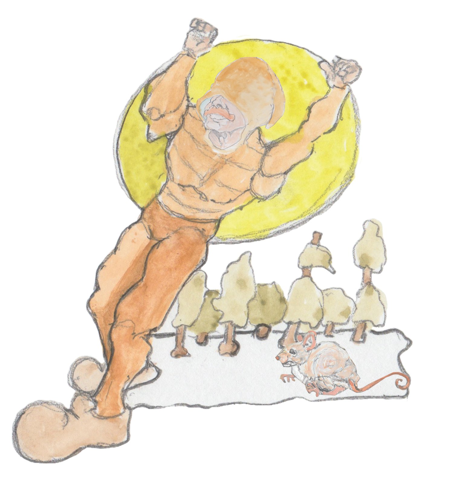 Karl growing a tall as the trees and shrinking down to a mouse as he danced under the moon.