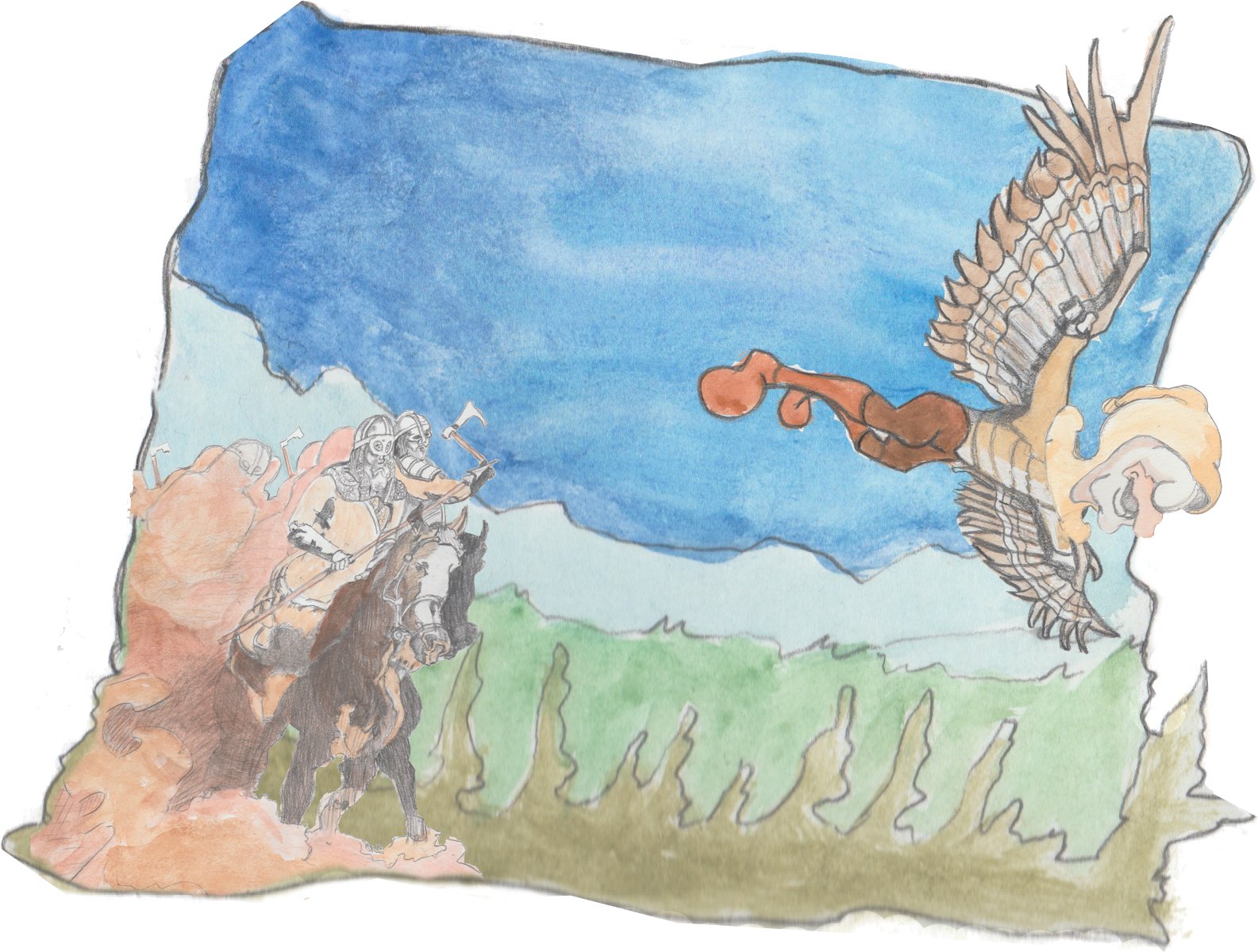 Karl flying away quickly from teh Wild Hunt.