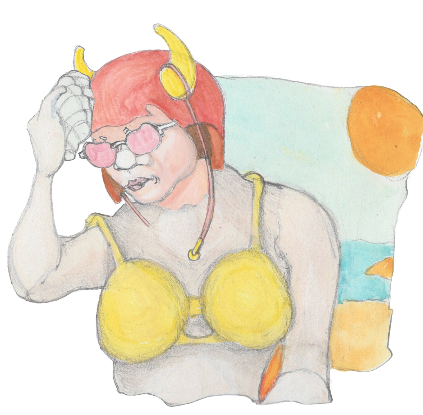 Angroboda shucking clams on her horn.