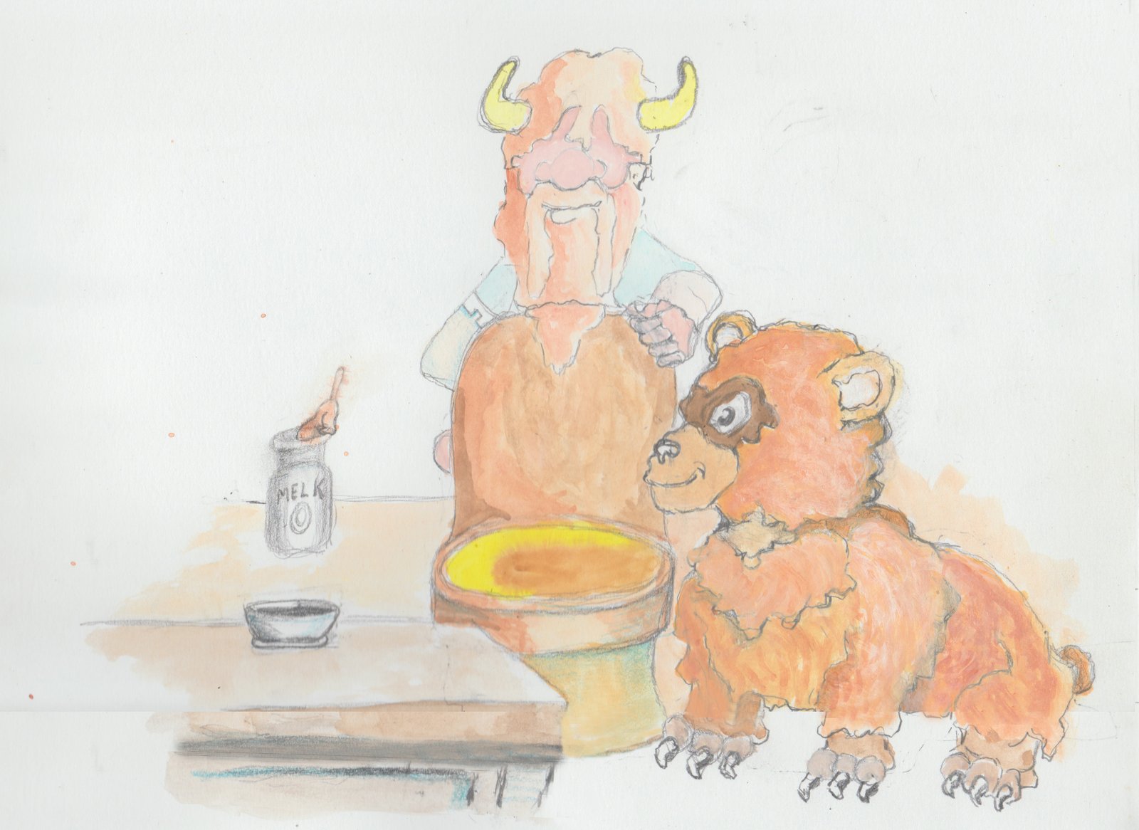 Bjorn taking Helgi's seat with Bosco the bear next to him.