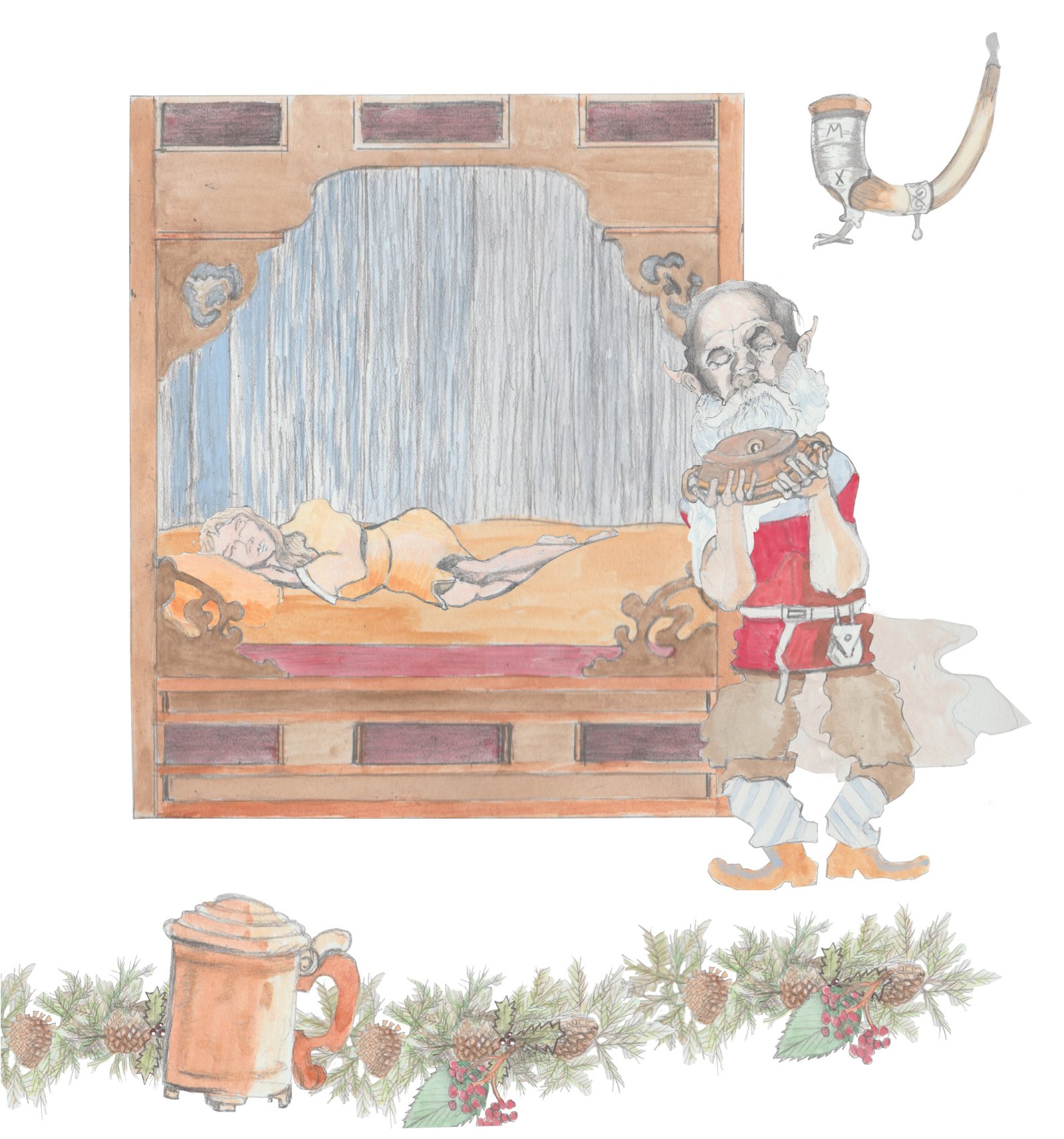 Bowl Licker stealing bowl from the sleeper behind him in bed.