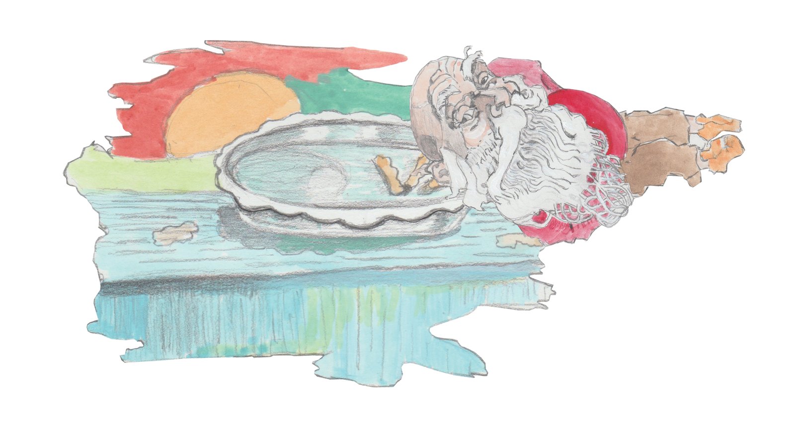 Pie Plate Stealer resting on window sill next to and empty pie plate.