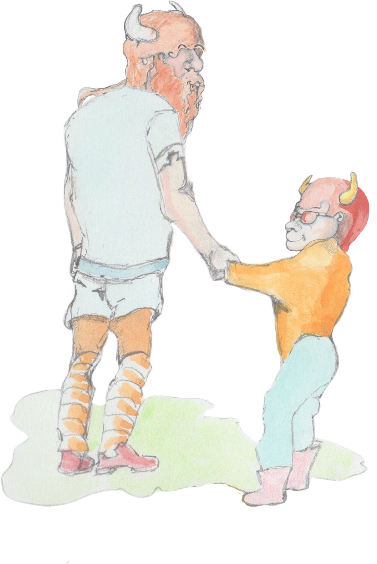Bjorn walking with Angrboda when he was a little kid.