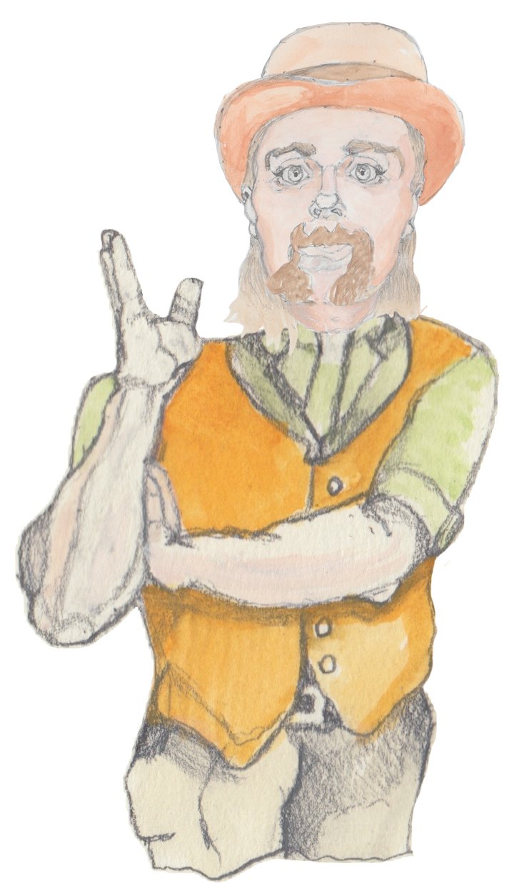 Hulton asking a question with folded arms with one hand up.