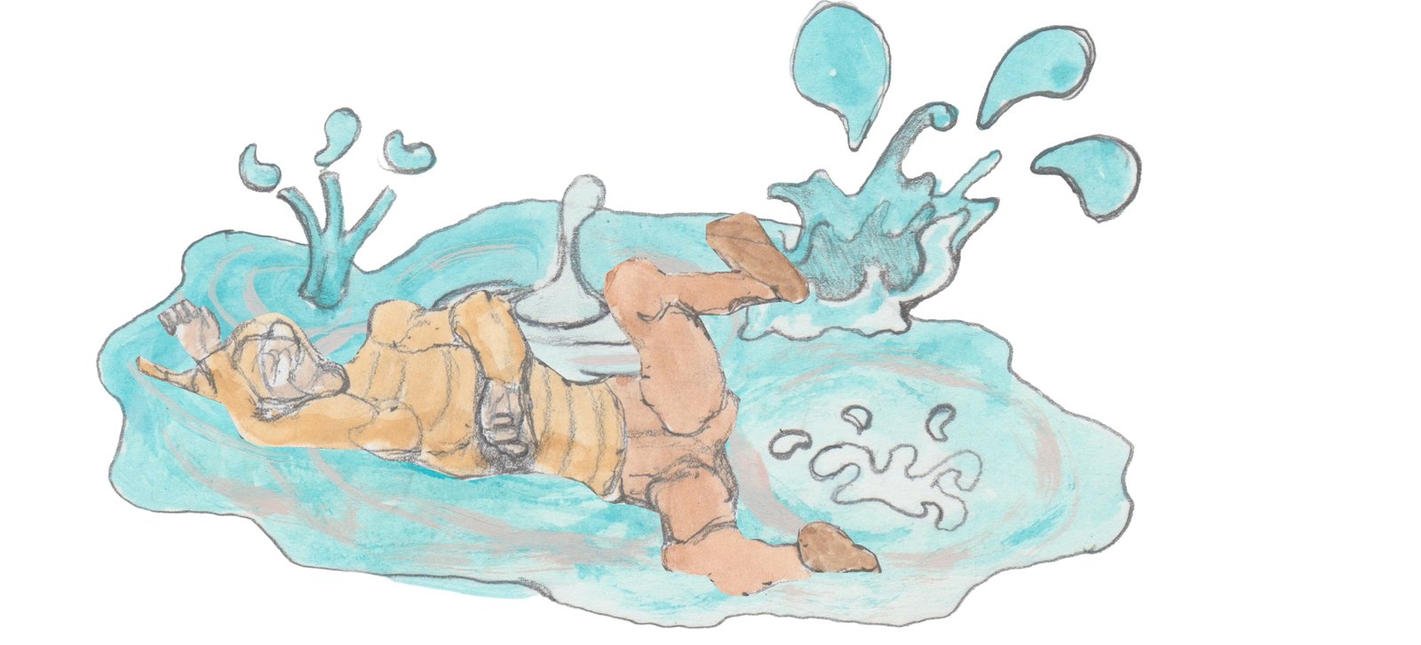Karl rolling into the water.