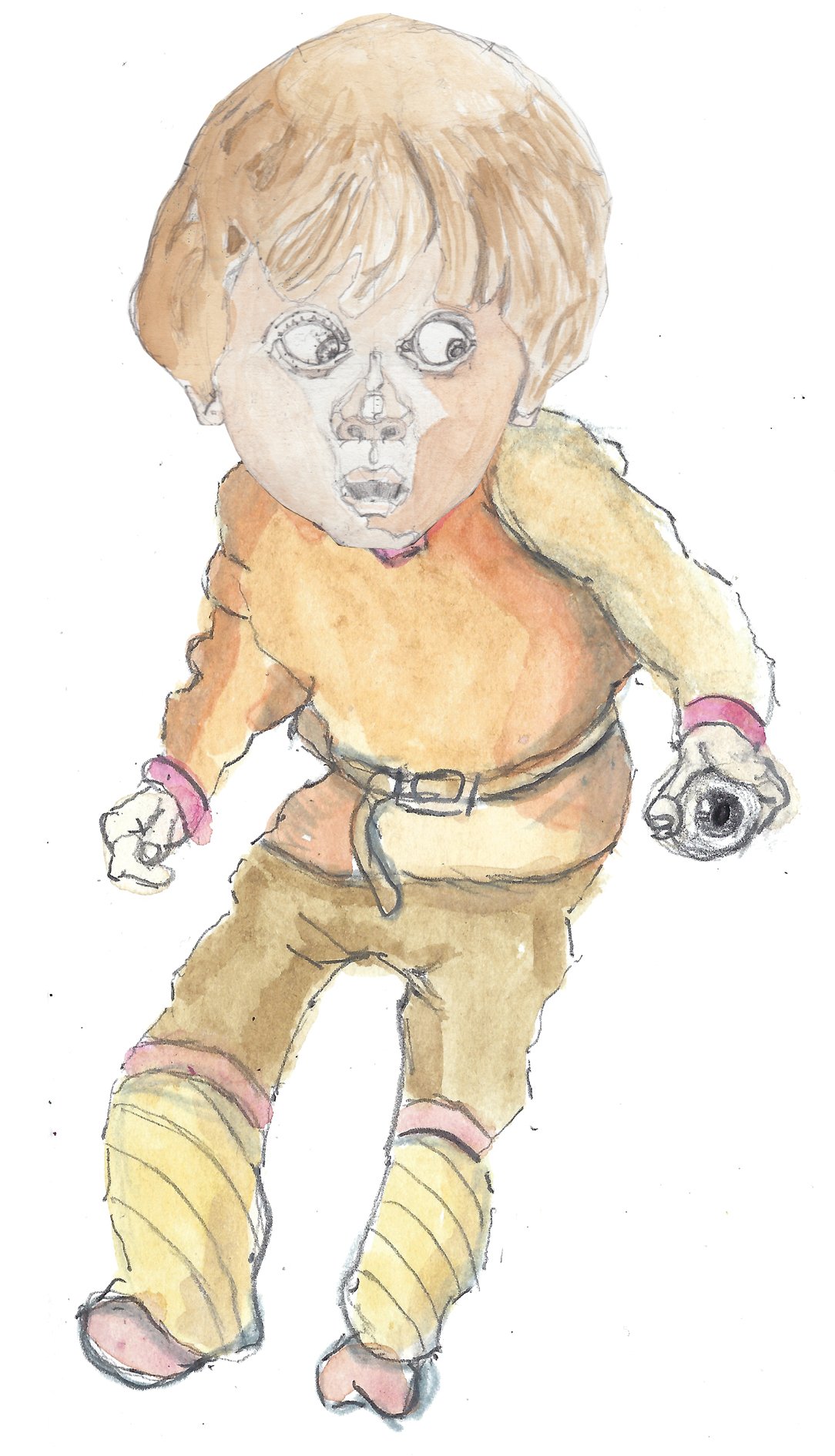 Bjorn getting hit by the love godess with her staff with hi sfuture wife watching.