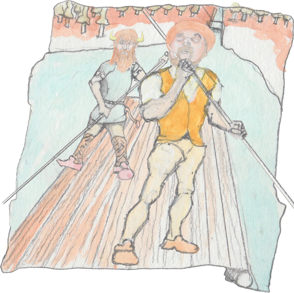 Turks beginning their charge out of citadel into the desert.