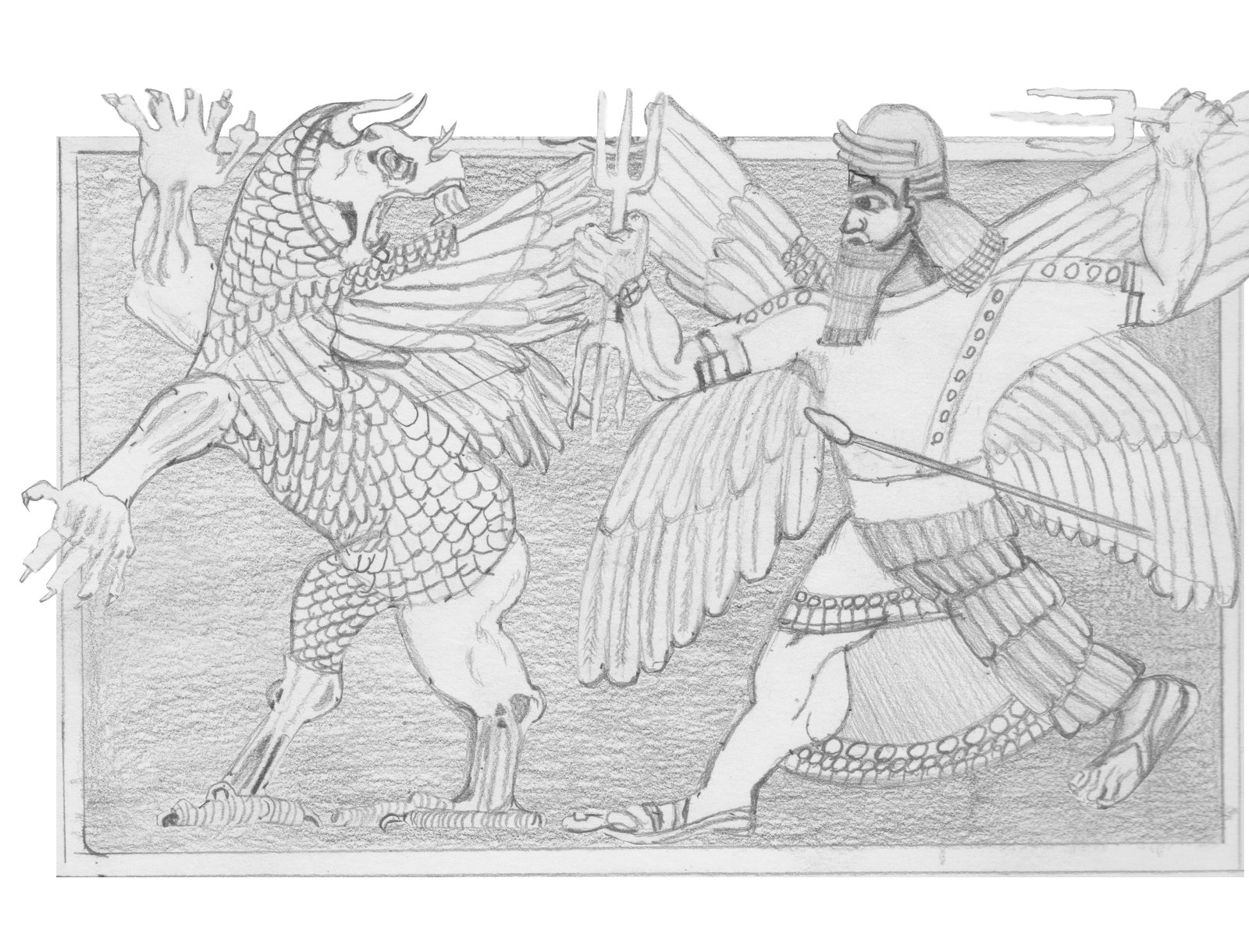nTablet of Enki fighting Tiamut.