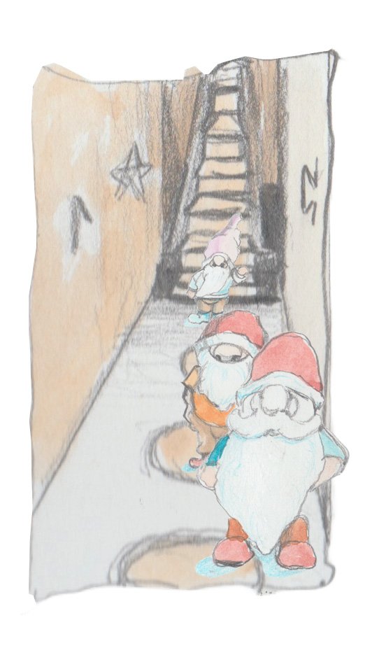 Corridor to the vault filled with nissen and Jotans.