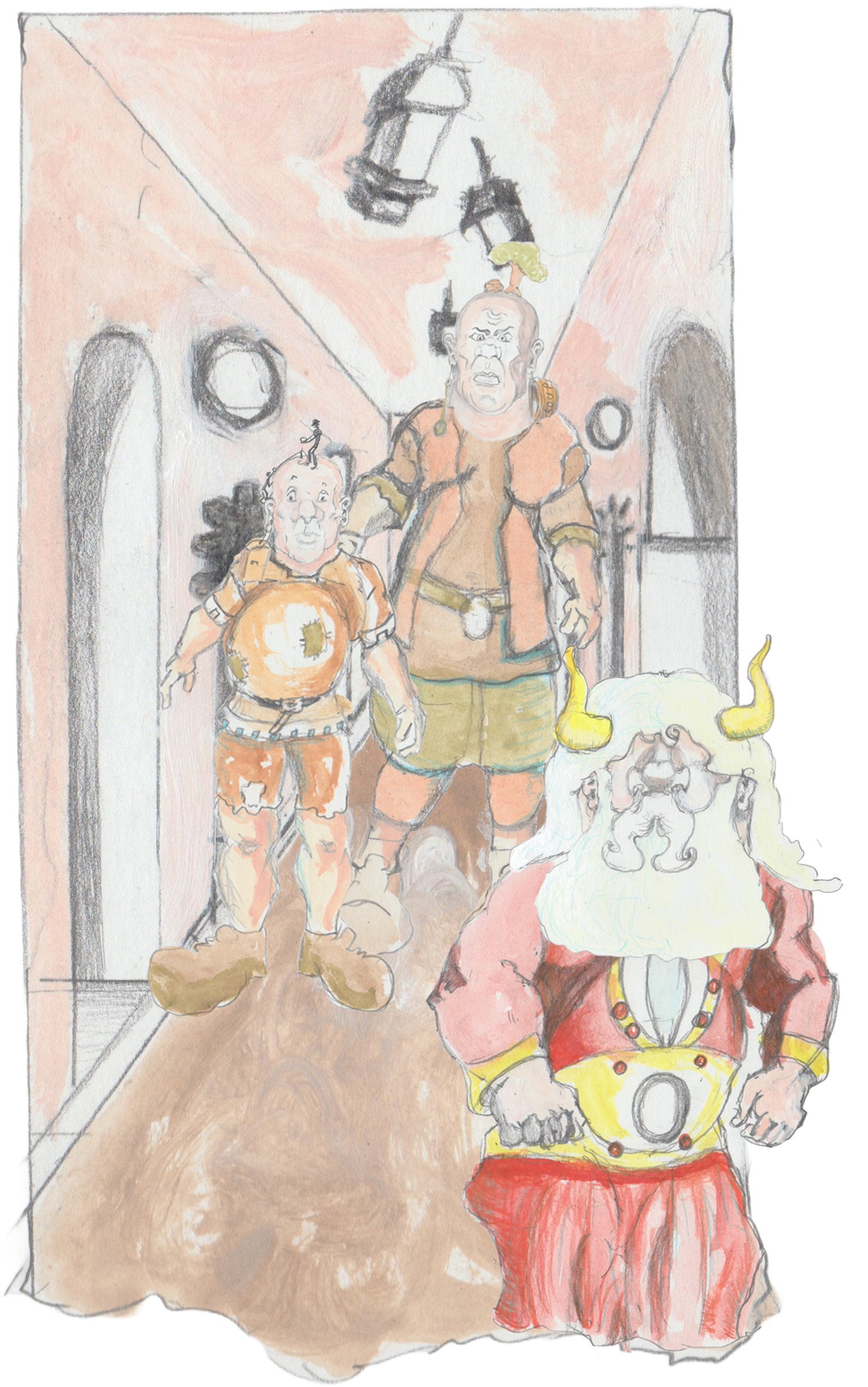 Olaf standing in his foyer with his Jotan guards behind him..