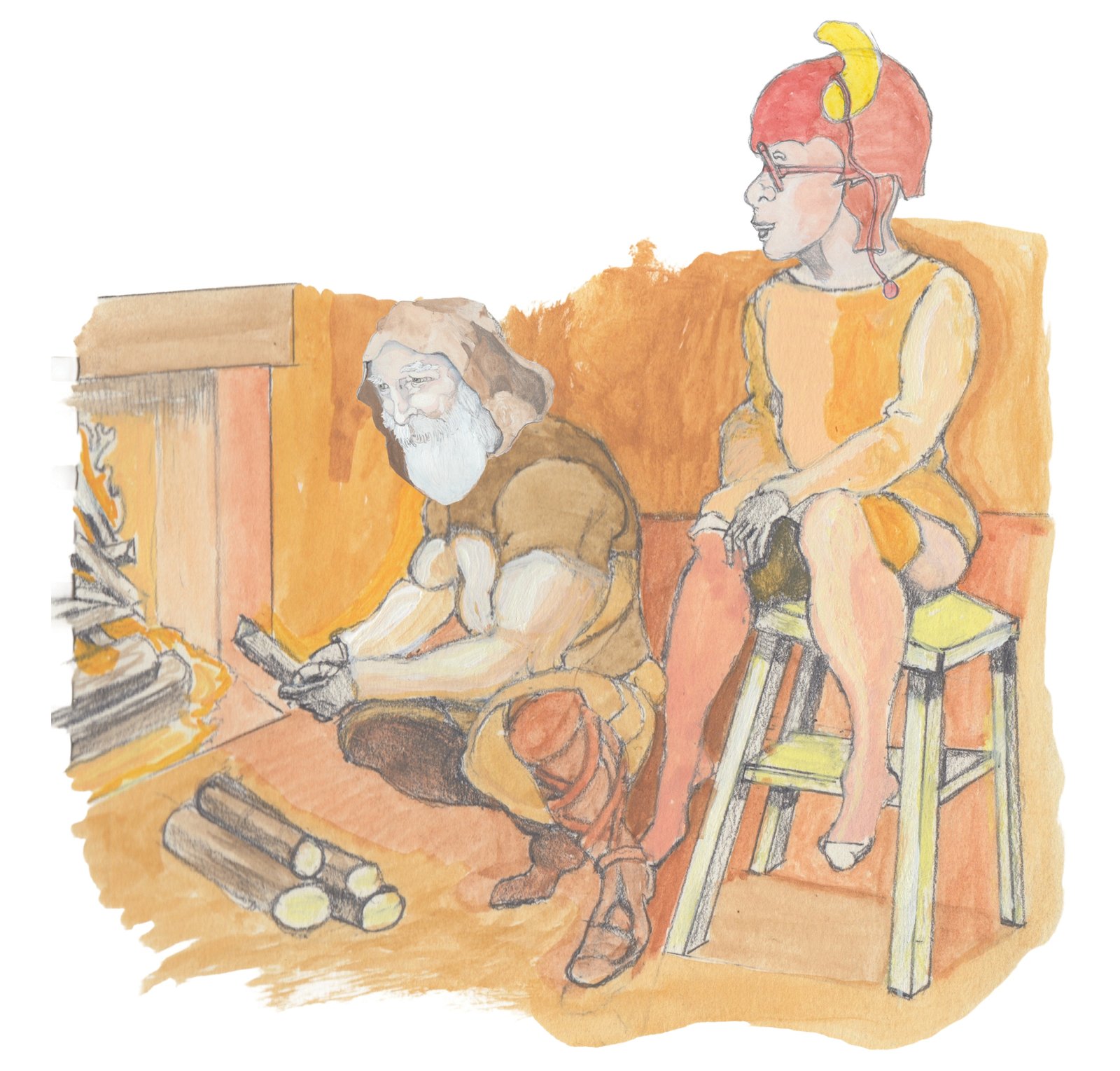 Otter being pulled underwater by the serpent's tail.