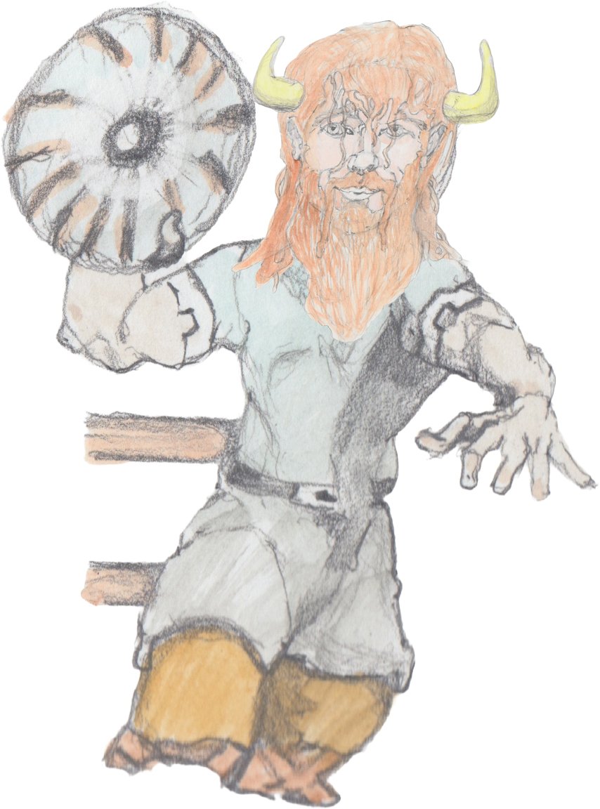 Bjorn throwing a millstone.