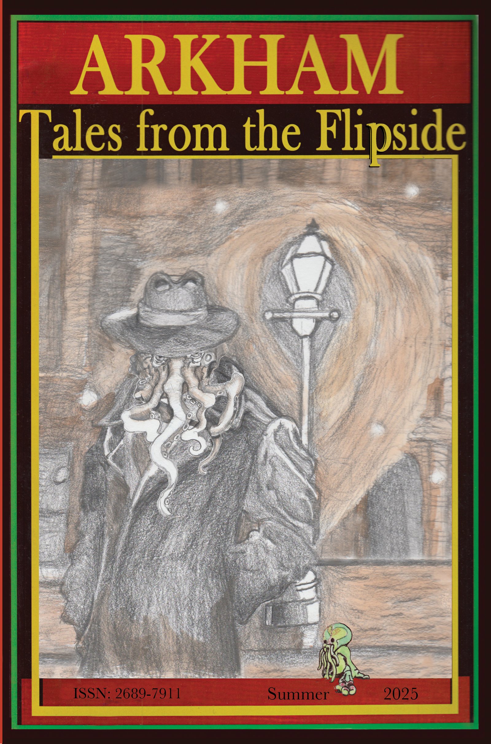 Summer 2052 Cover with scared snowman and flying squid in Salem Common