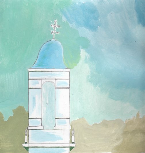 William Bryan Jennings looking out of church steeple