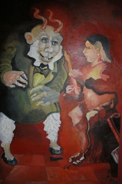 Troll and Boy with candle and hammer