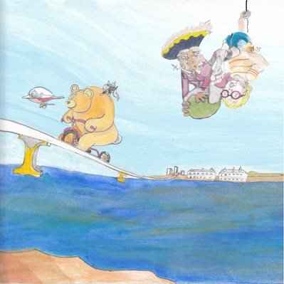 Max and Baron flying over Beverly Salem Bridge
