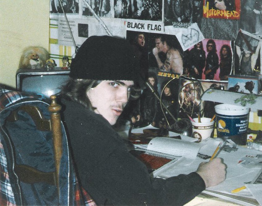 Chris Dowgin at early drawing desk