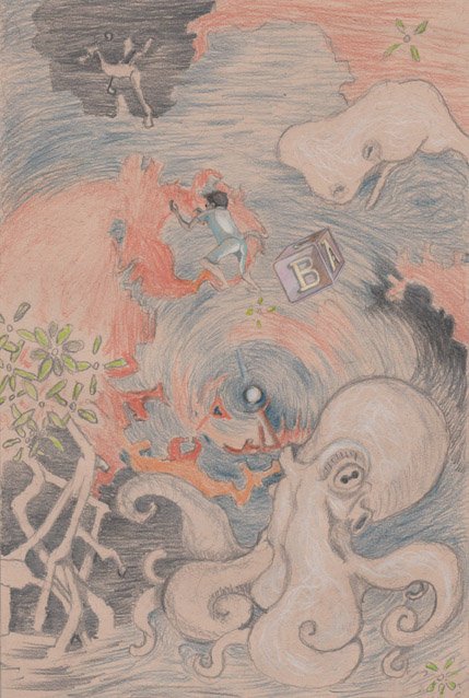 Danny floating through sea of space with a whale and counting blocks through a nebula