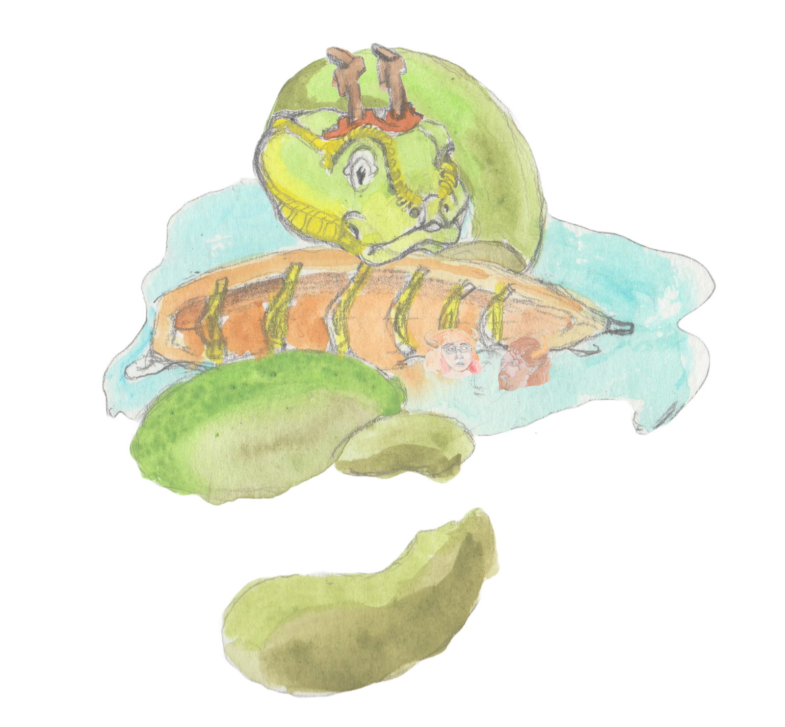 The Great Horned Serpent capsizing Angrboda's and Bjorn's boat