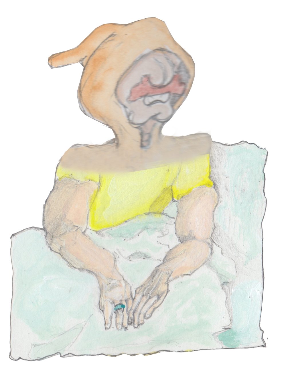Karl waking up in bed with a string tied to his finger.