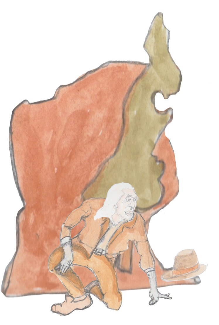 Mimir throwing hi head in the air sitting on the well in front of the world tree with littl edeer in front of him and a giant snake crawling about.