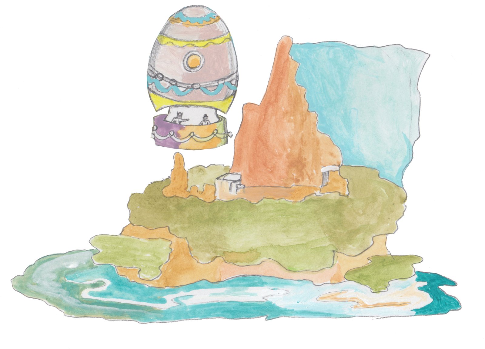Bjorn the Nattrol and Karl have changed into two flies and carry a block of cheese on a string up the chimney. In the next frame they fly out the top of the chimney toward the moon.